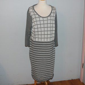 Pink Rose 2X Gray and White Soft Sweater Dress EUC